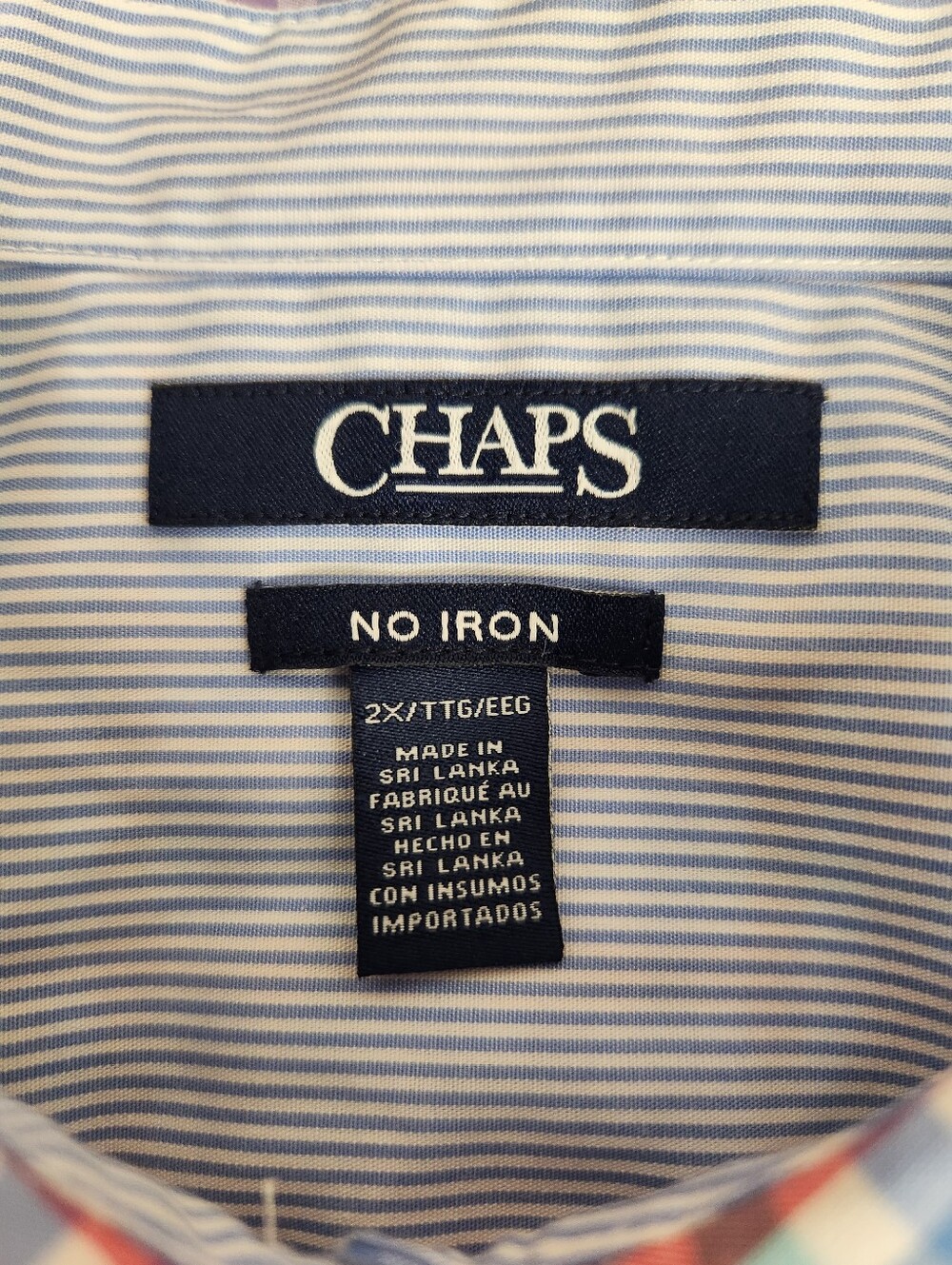 Chaps 3/4 Sleeve Poplin Button Down Womens 2X Plus Pastel Gingham Plaid No Iron - Picture 5 of 7